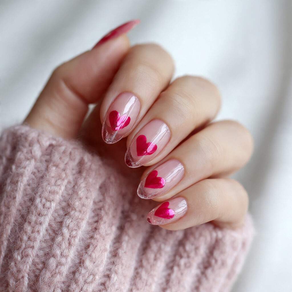 12 clear gloss valentine nails