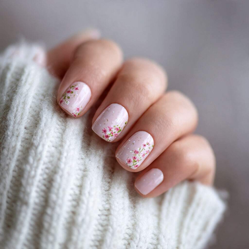 12 february nail designs with tiny floral