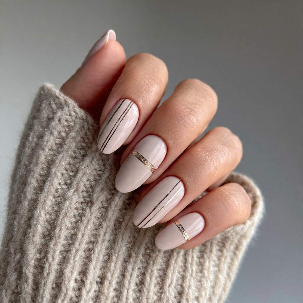 12 matte beige nails with minimal side