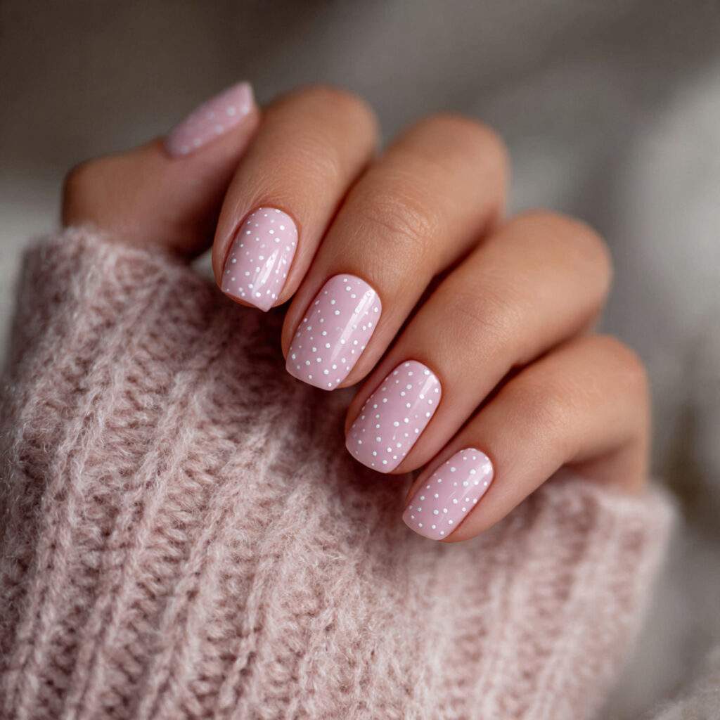13 light pink nails with double micro