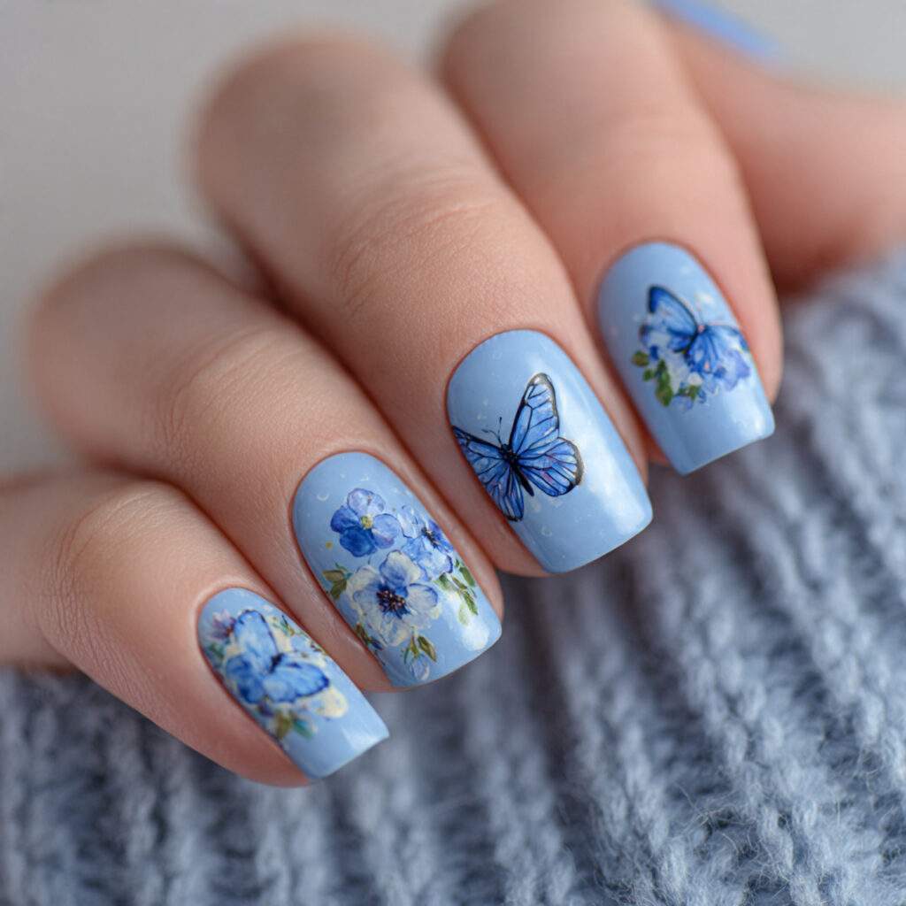 15 cornflower blue with butterfly decals cornflower blue