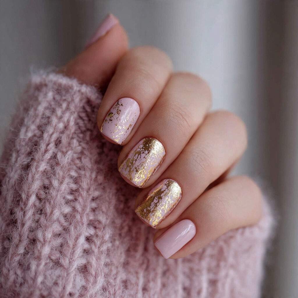 16 february nail designs with gold foil
