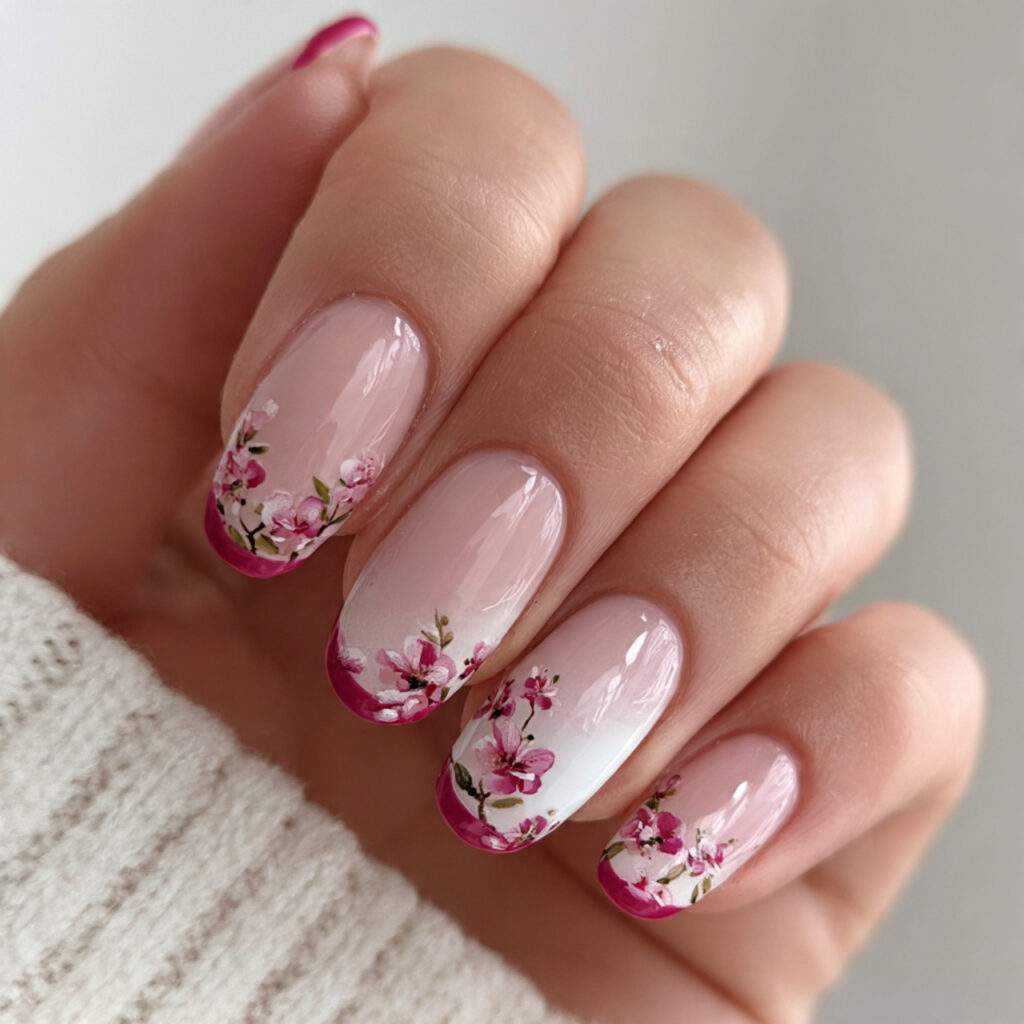 17 floral french tips