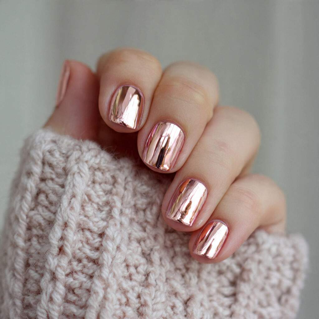 23 rose gold chrome nails