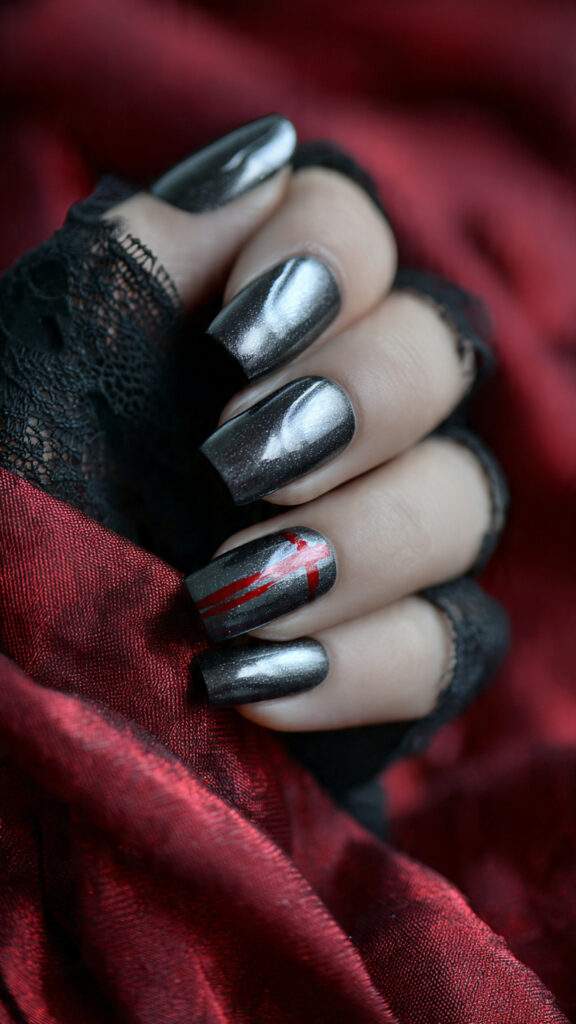 25 gunmetal chrome square nails metallic gunmetal