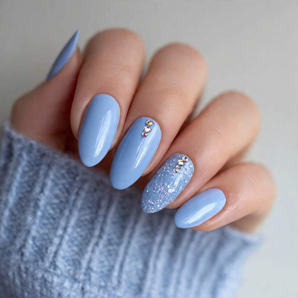 25 soft blue january nails with minimal