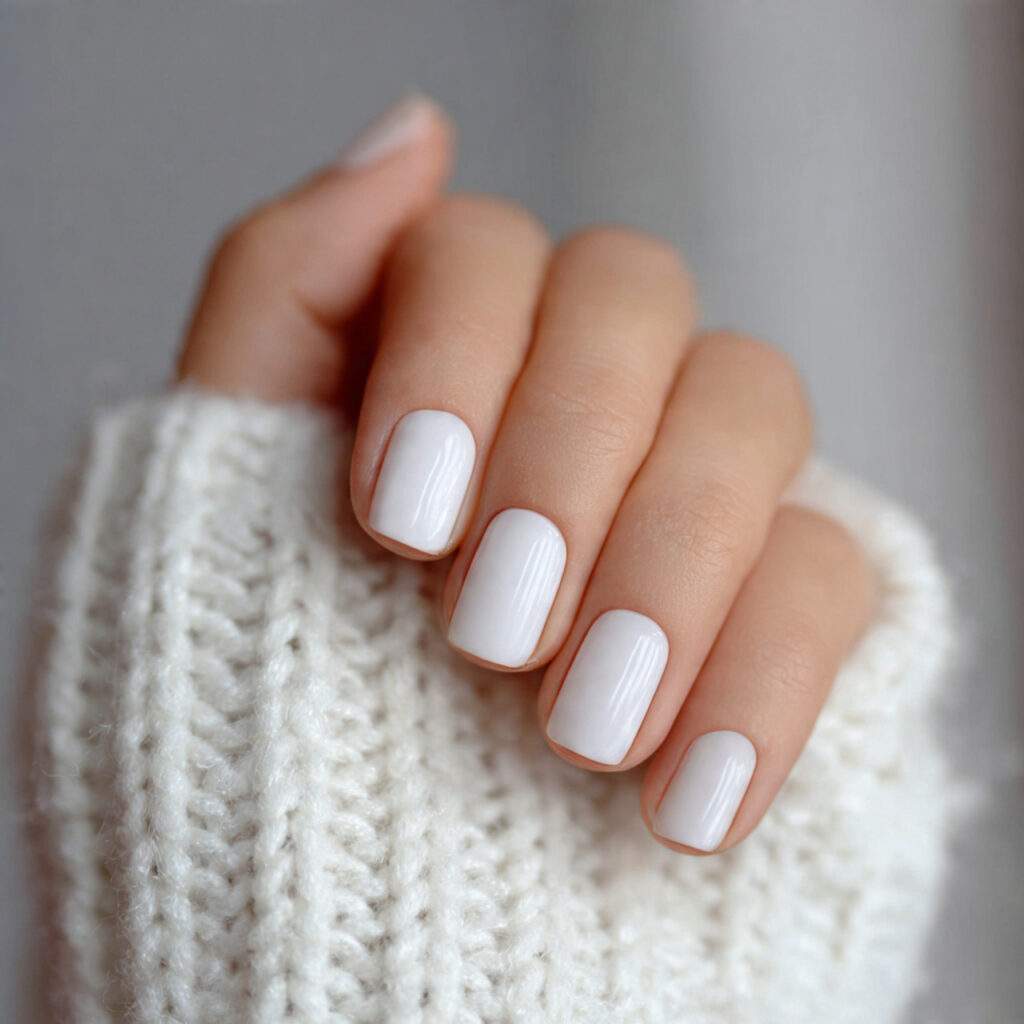 3 classy short january nails with milky