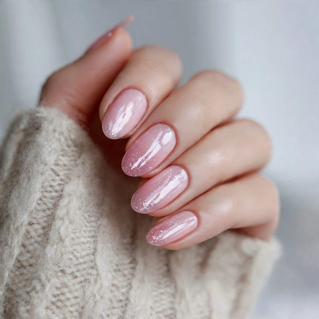 3 sheer pink minimal january nails