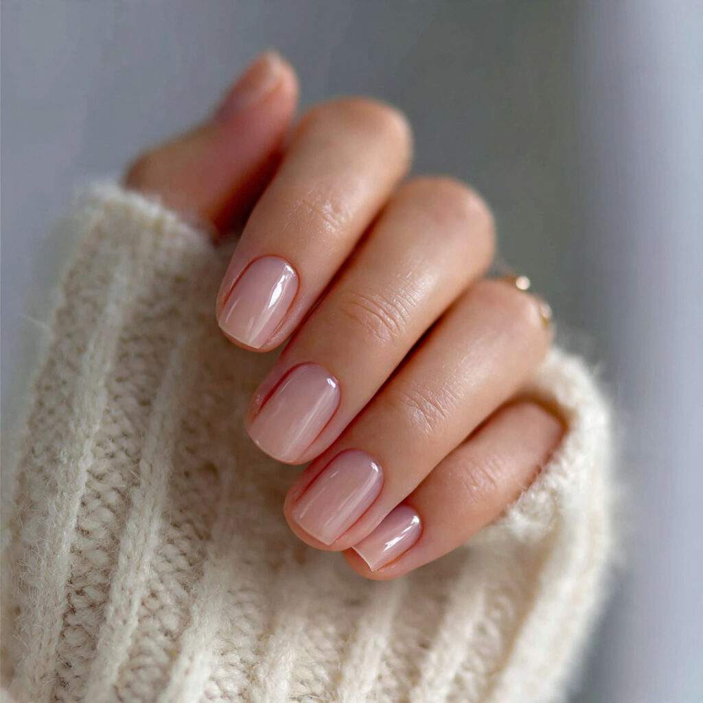 5 minimal short january nails with glossy