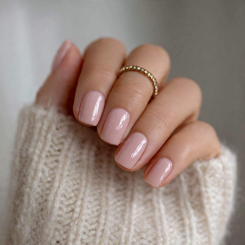 6 soft blush january nails with minimal