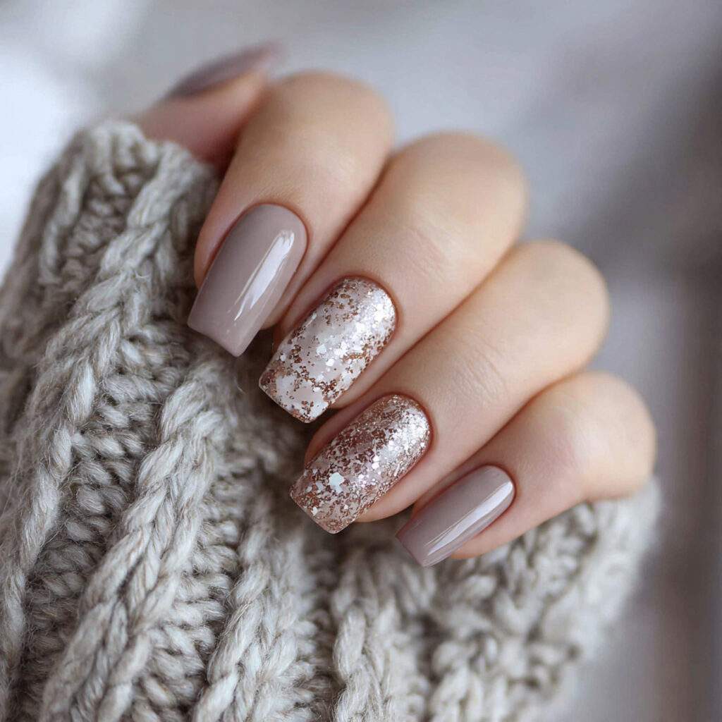 7 beige january nails with neutral base
