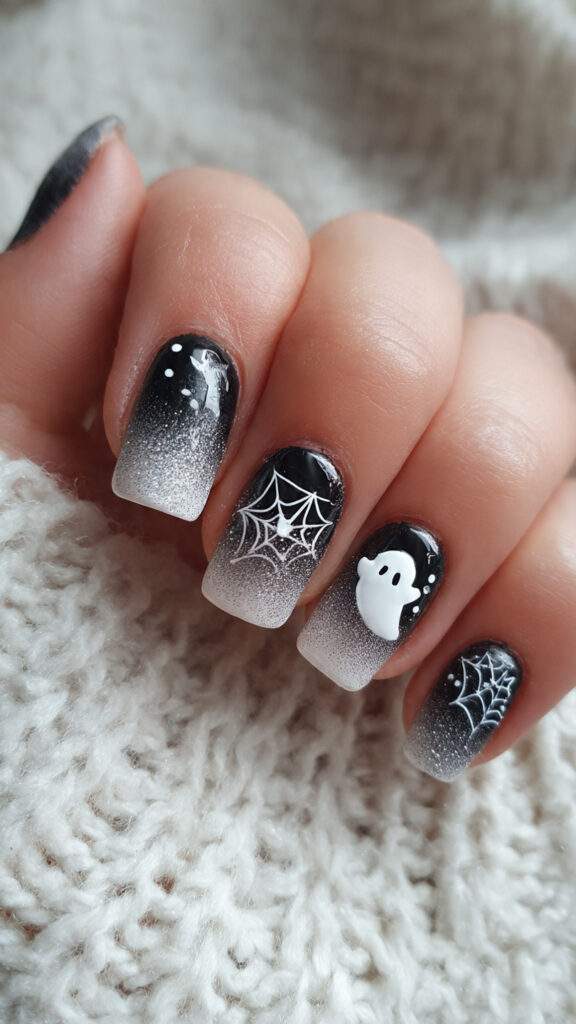 9 glossy ombre square nails with cute