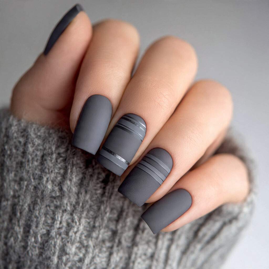 a chic matte gray manicure that hides