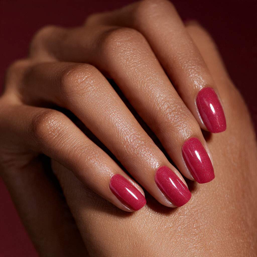 a manicure in a warm flattering shade