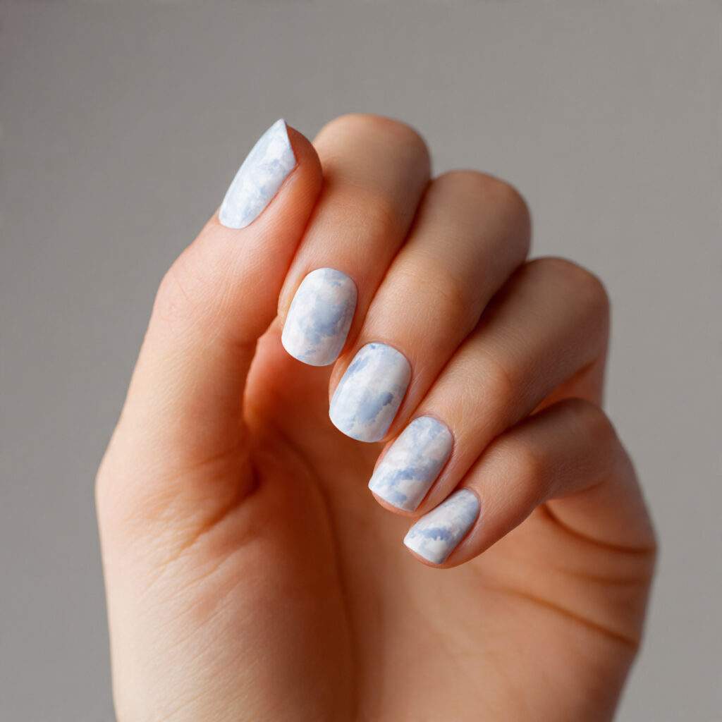 a manicure with a pale or white