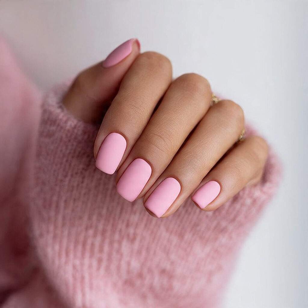 a modern polished image of matte pink