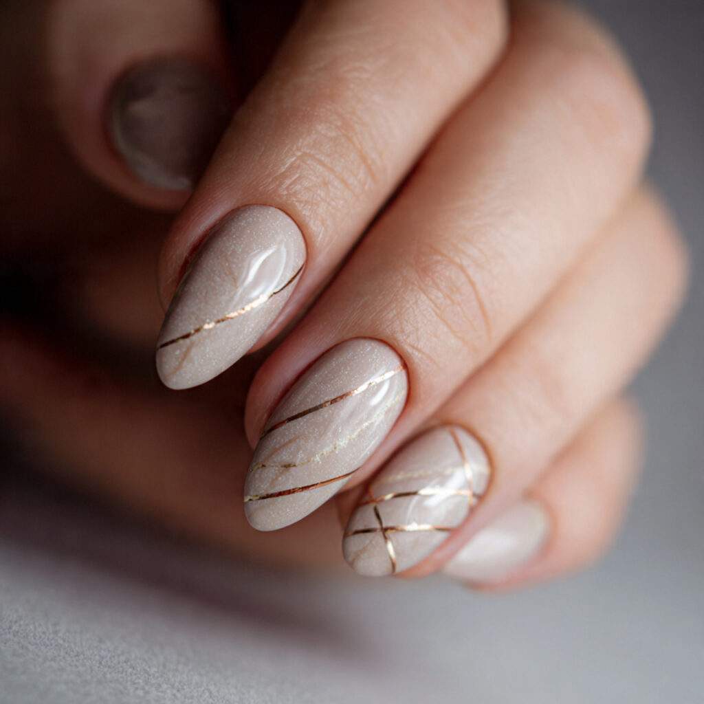 a nail design in light sand color