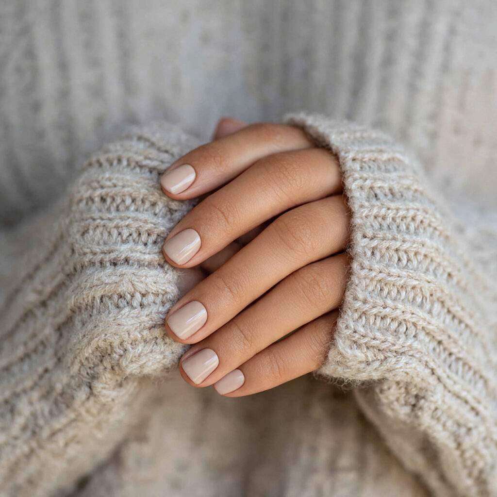 a person wearing a cozy and neutral