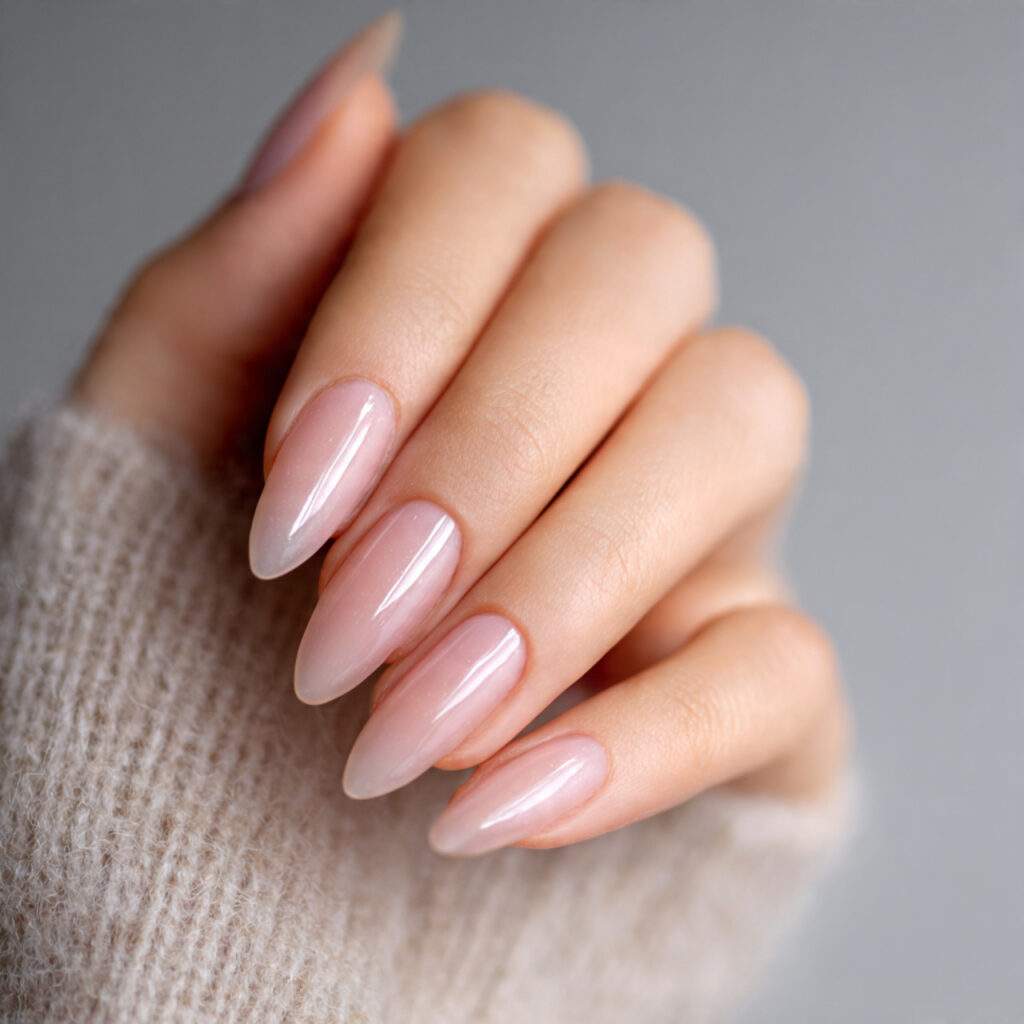 a person with sheer nails with natural