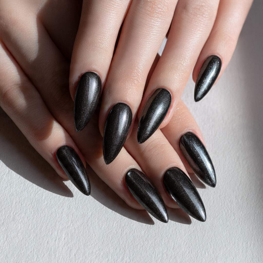 a set of coffin and almond shaped nails