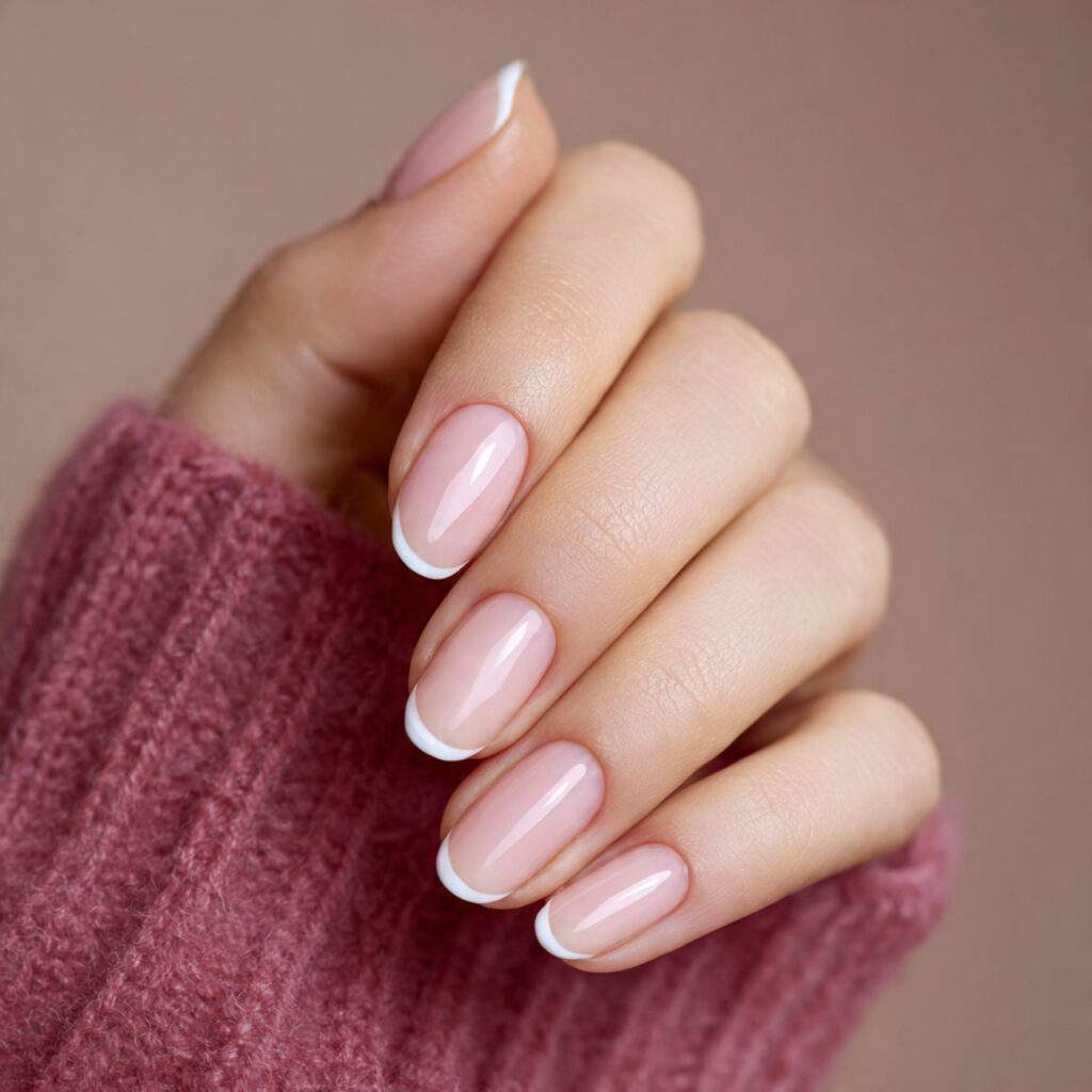 a subtle french manicure with a base