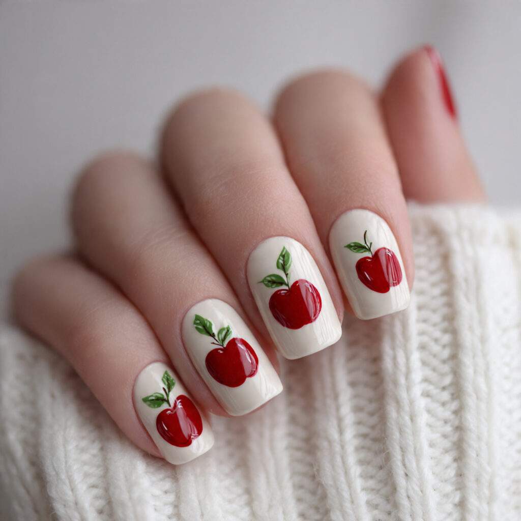apple nails use red green or yellow