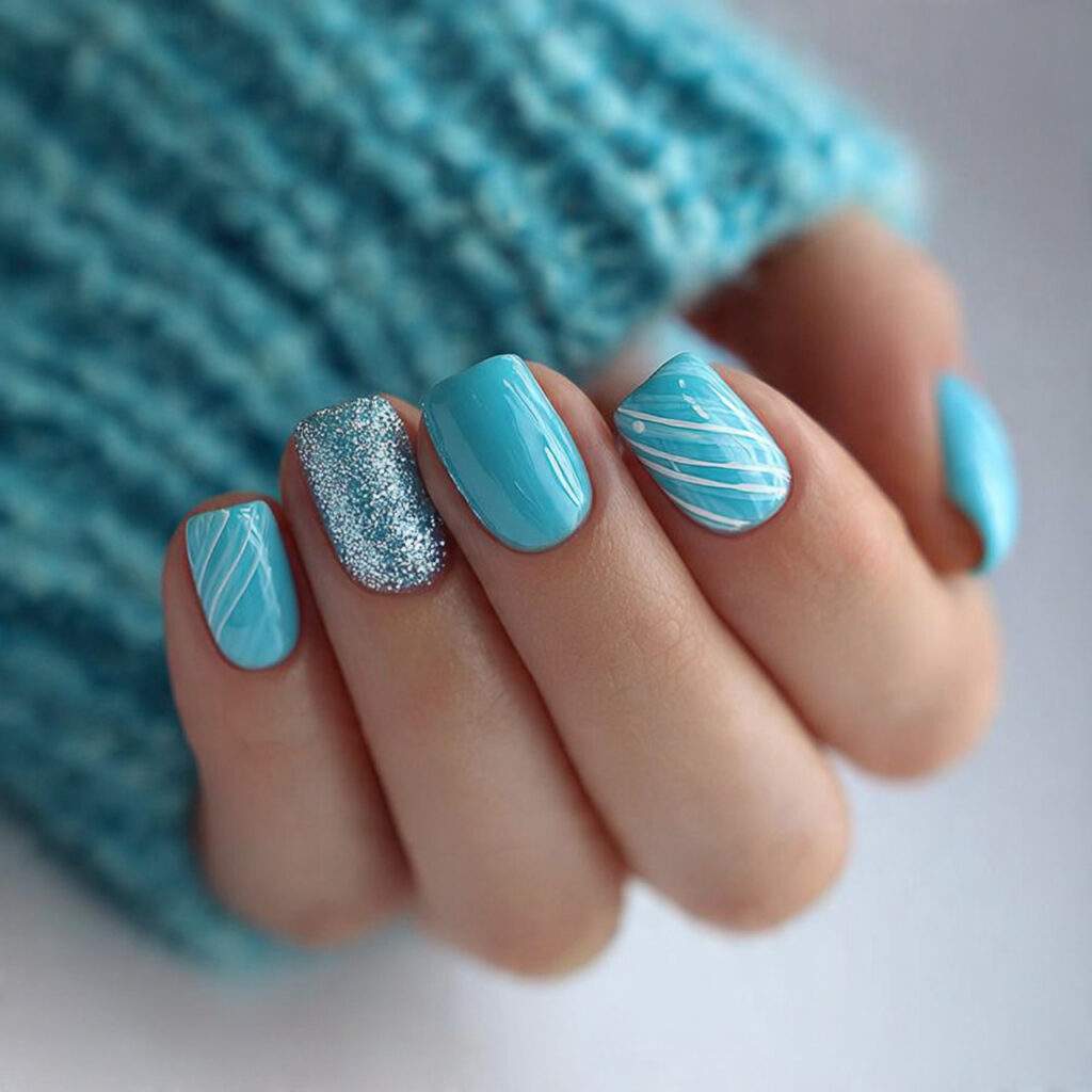 aqua blue nails bring a classic ocean