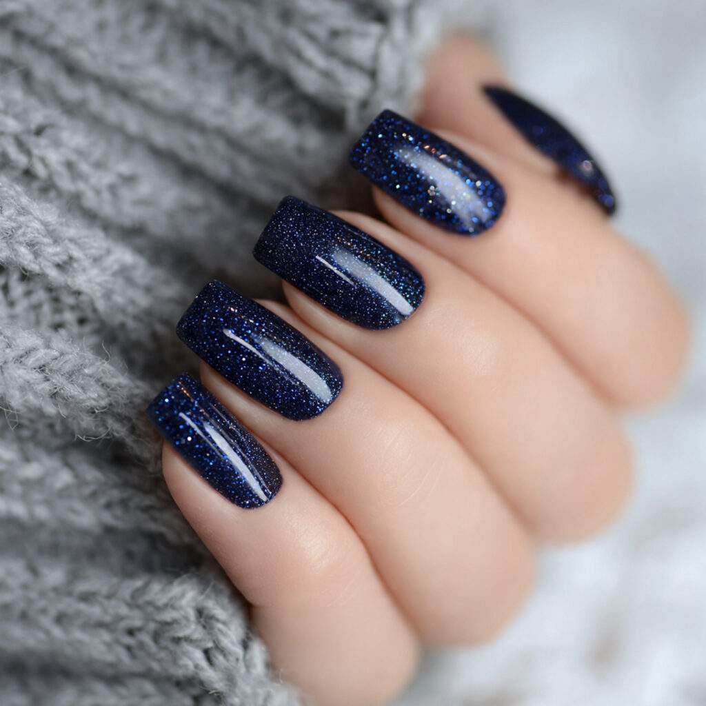 aurora snow glow navy nails feel magical