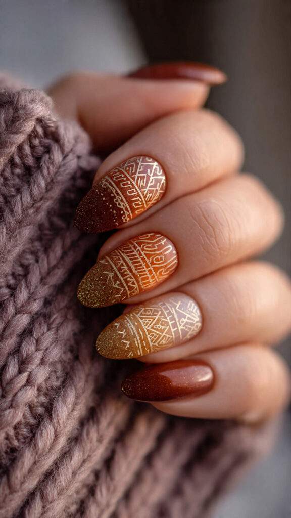 autumn ombre nails use warm colors like