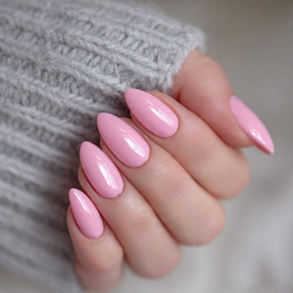 baby pink almond nails