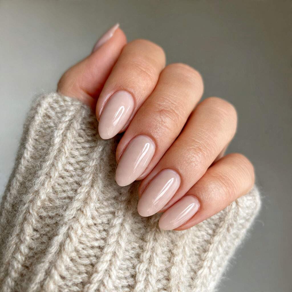 beige minimal january nails create a soft