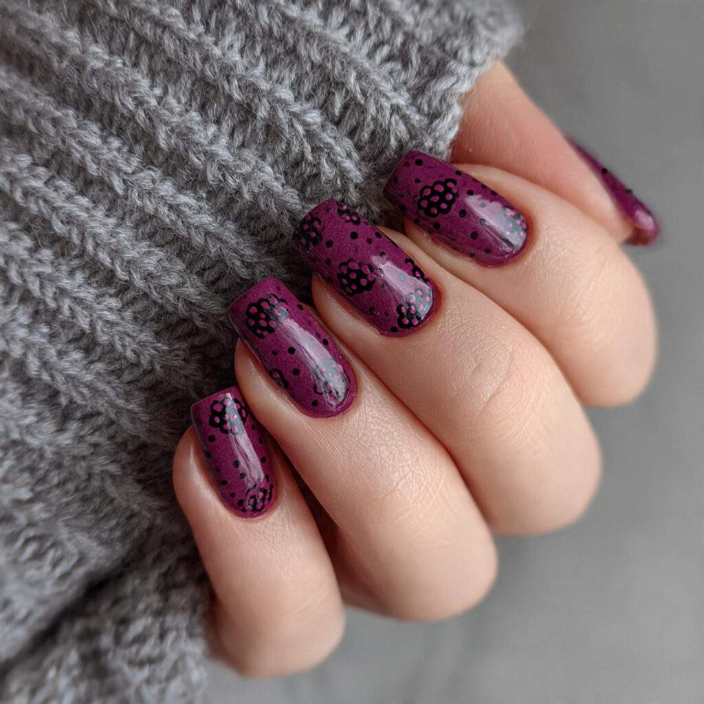 blackberry nails use rich dark purple with