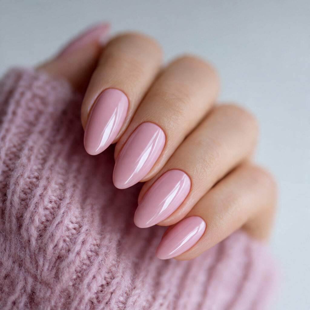 blush pink almond nails