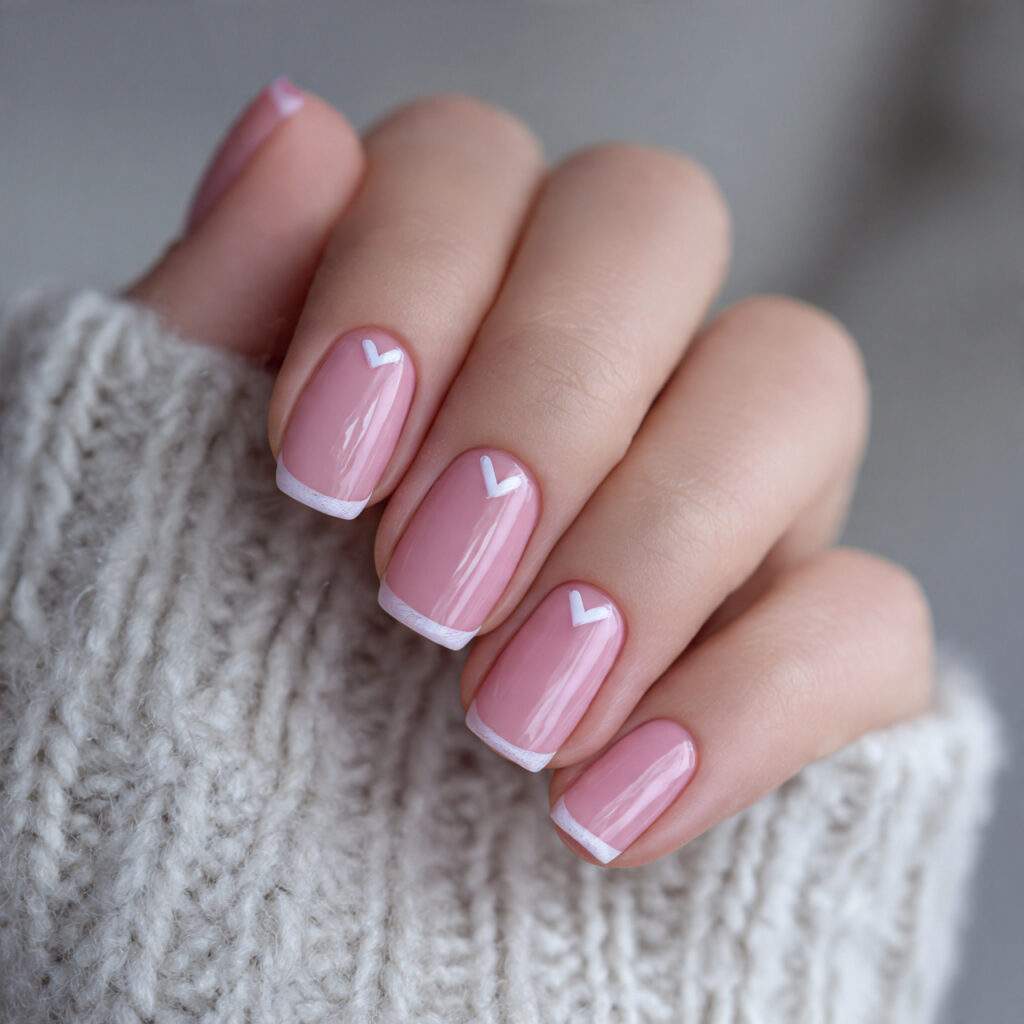 blush pink polish creates a soft and