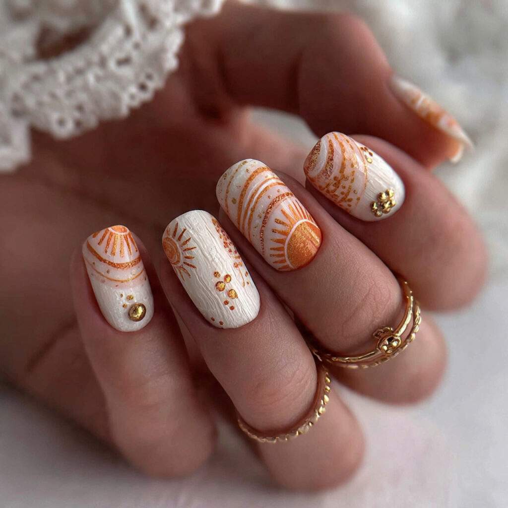 boho beach nails bring a relaxed and