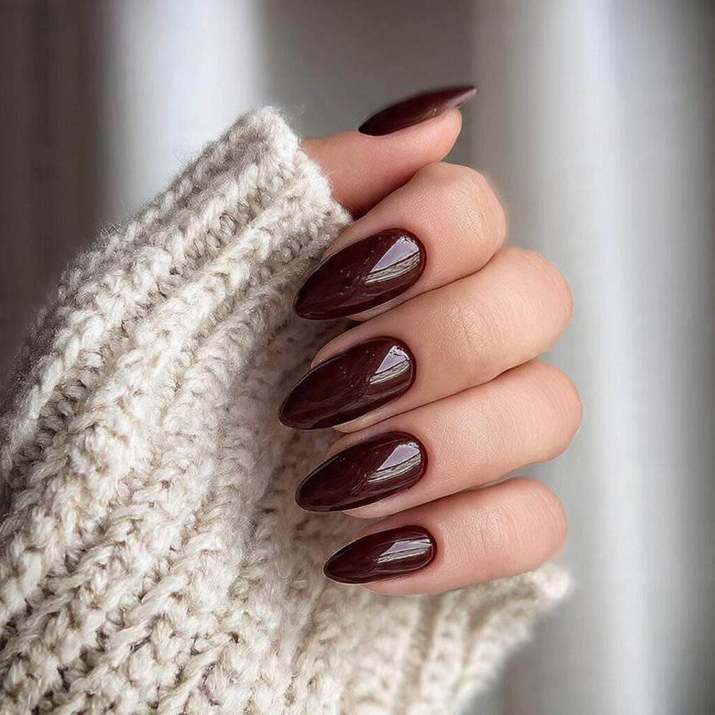 brown almond winter nails feel elegant and