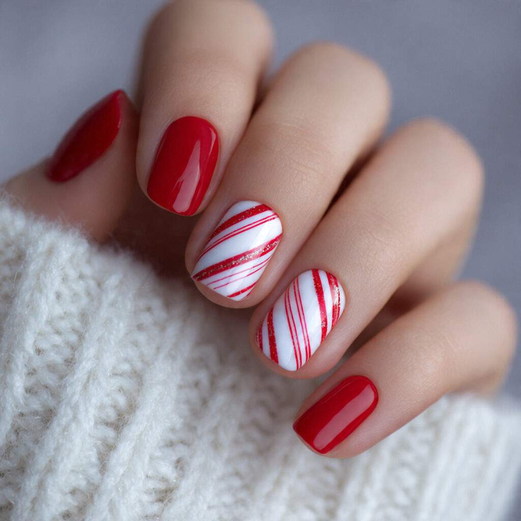 candy cane nails feel festive and fun