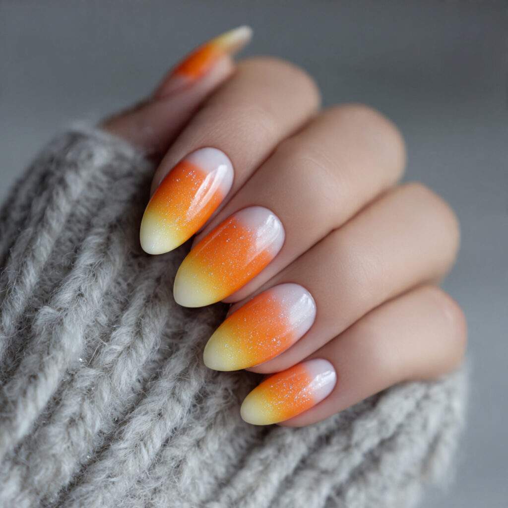 candy corn ombre nails blend white orange