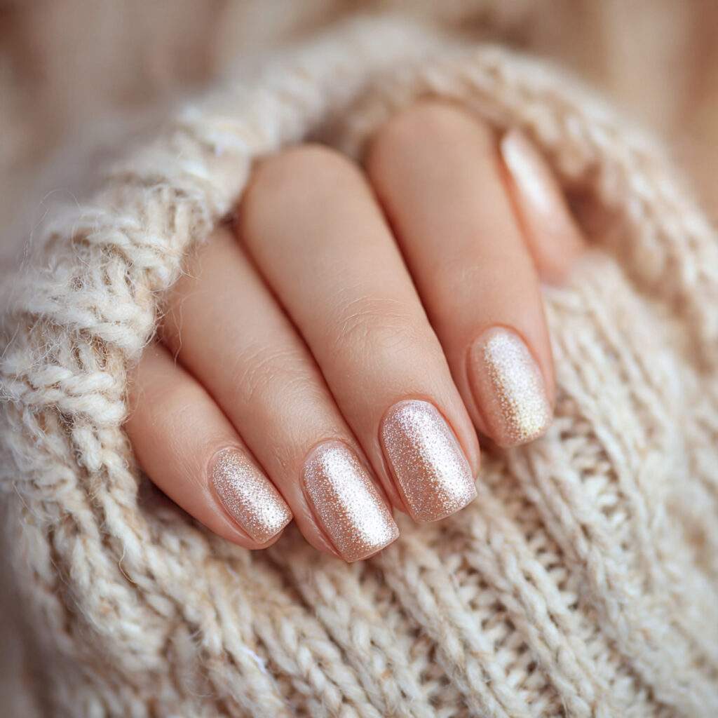 champagne shimmer nails add warmth and glow