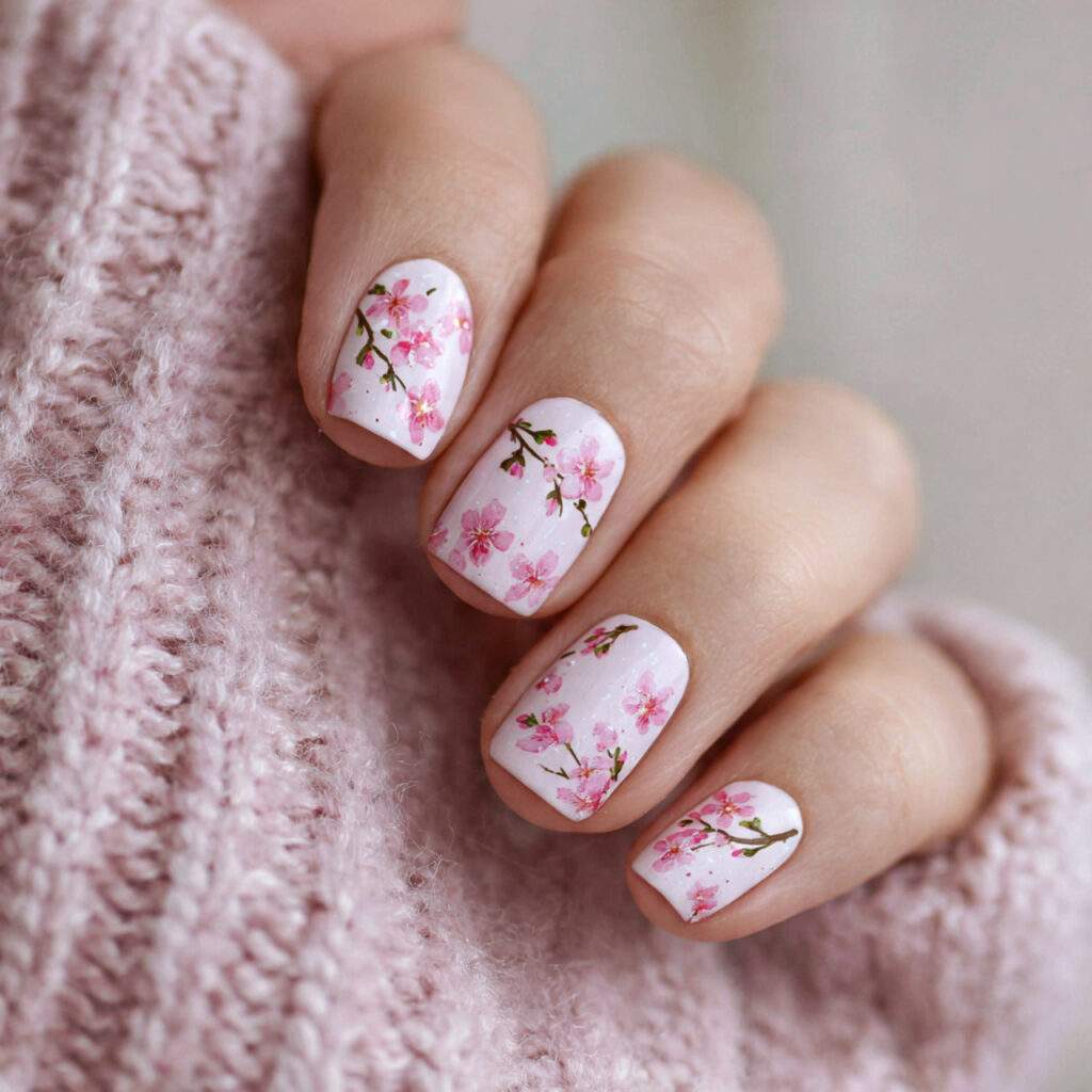 cherry blossom art features delicate pink and