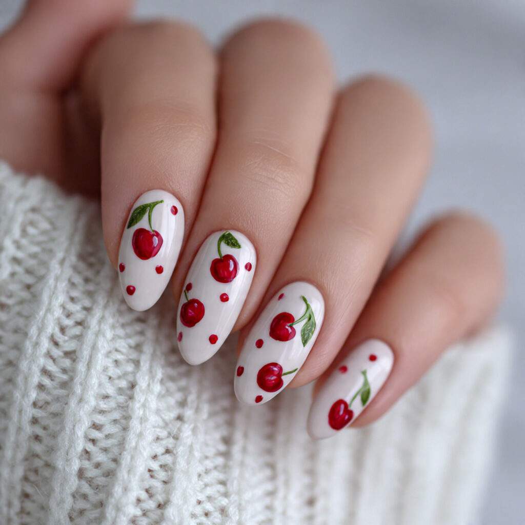 cherry nails for a cute red pop 1
