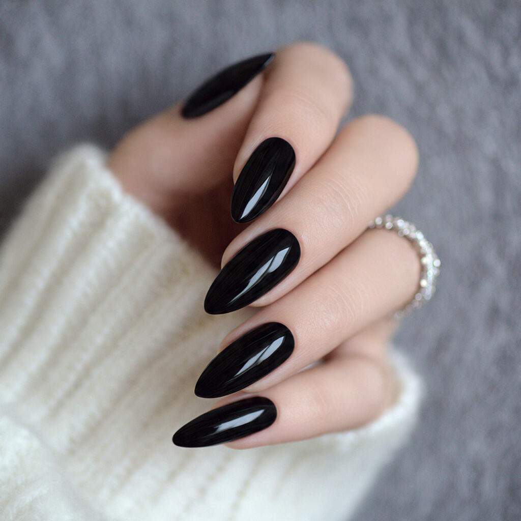classic black timeless nails focus on clean