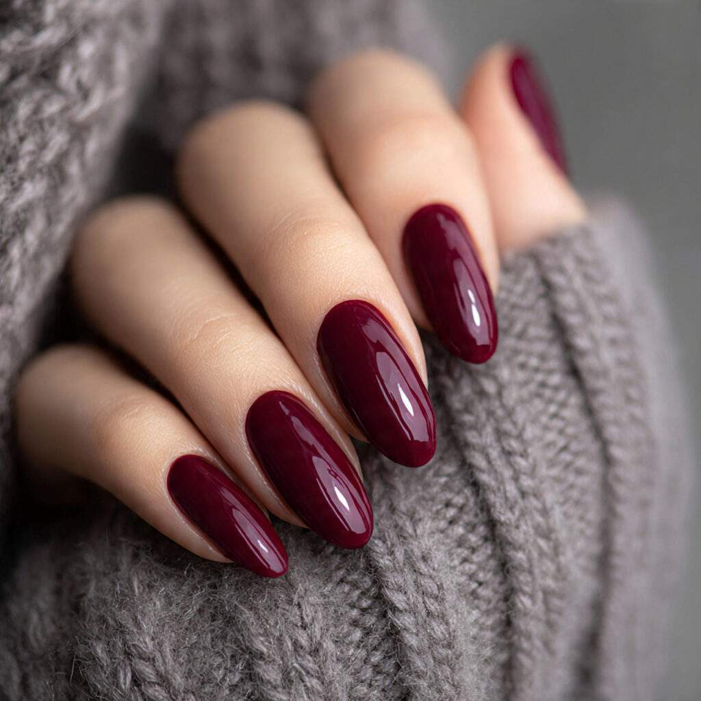 classic burgundy shine winter nails never go