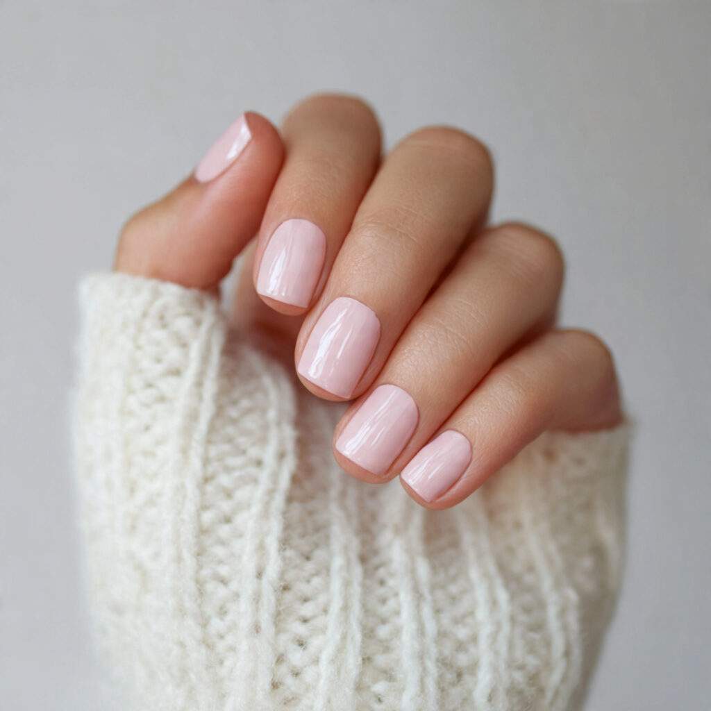 classic soft ballet pink nails with clean