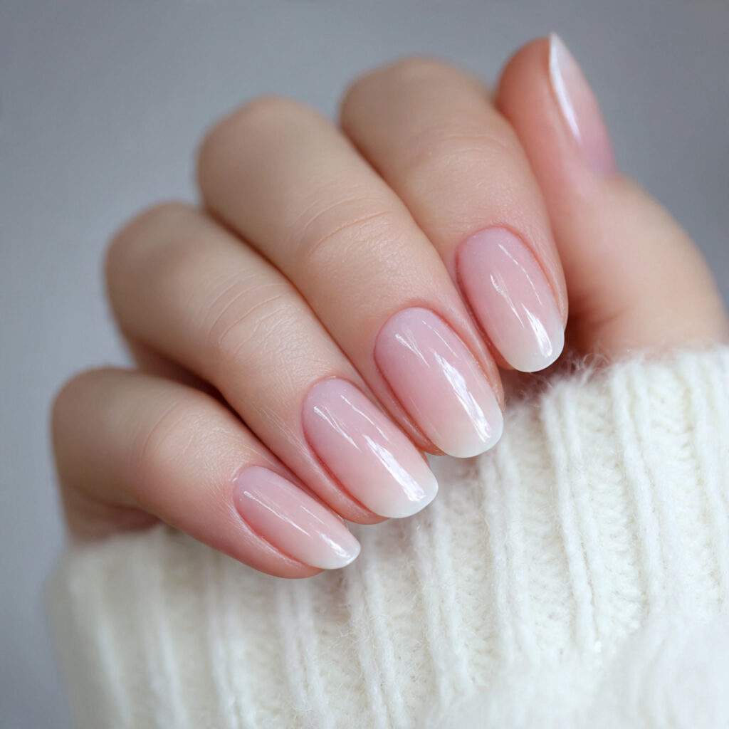 clean cuticle natural nails with a polished