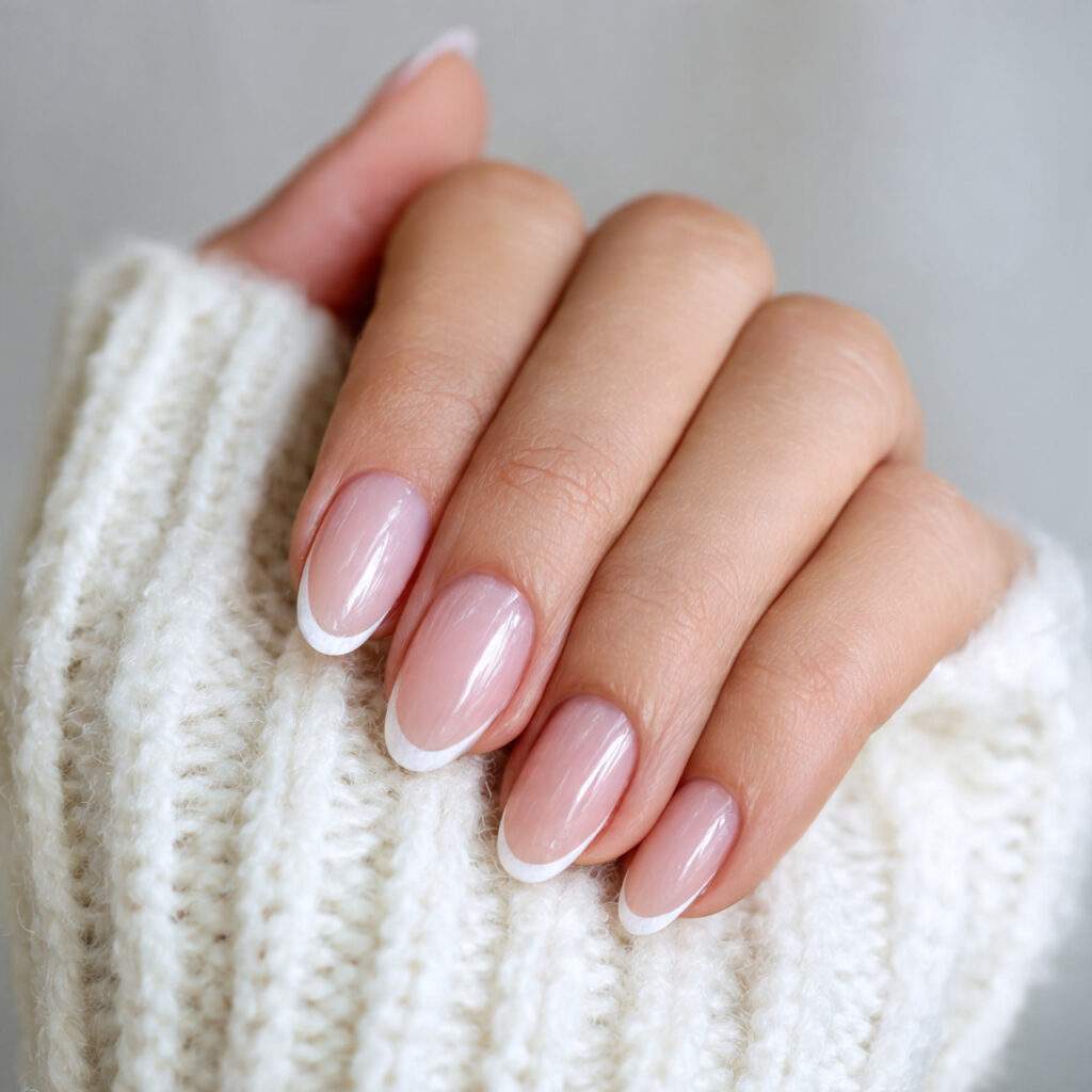 clean girl french tip nails give a