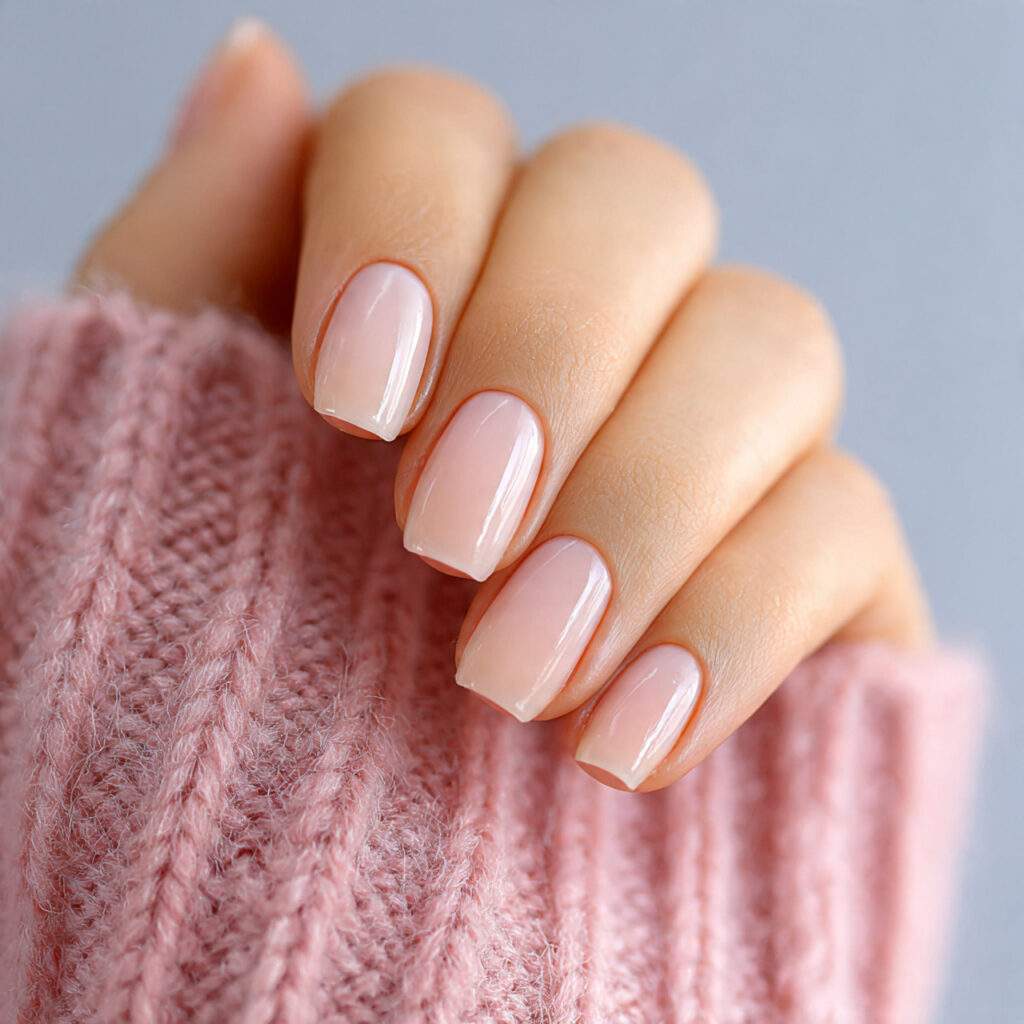 clean girl nails with a clear base