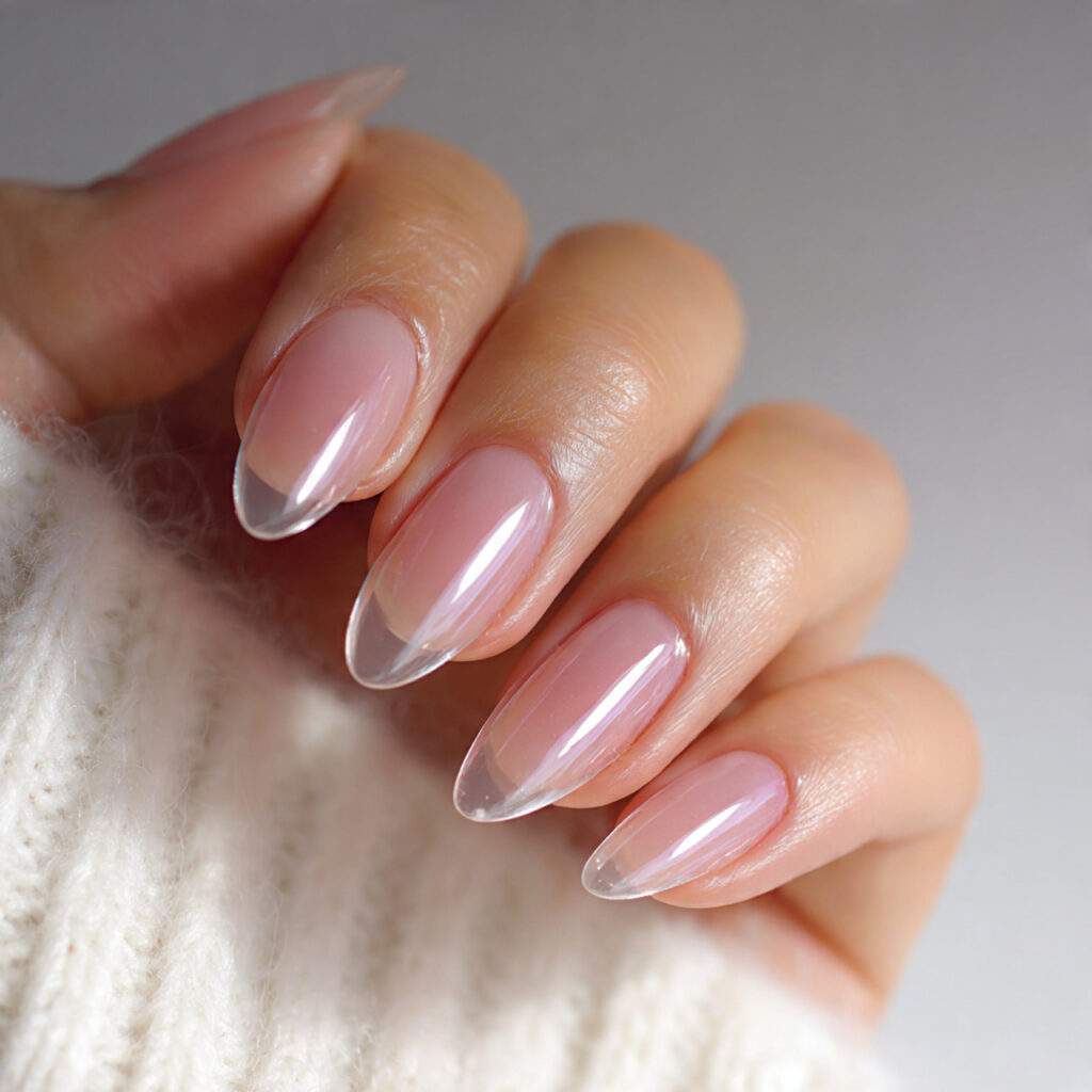 clear nails with a glossy finish 1