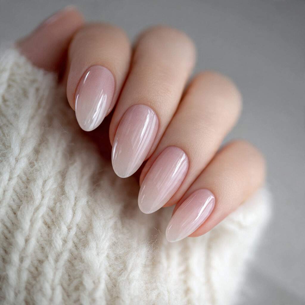 clear nails with a glossy finish