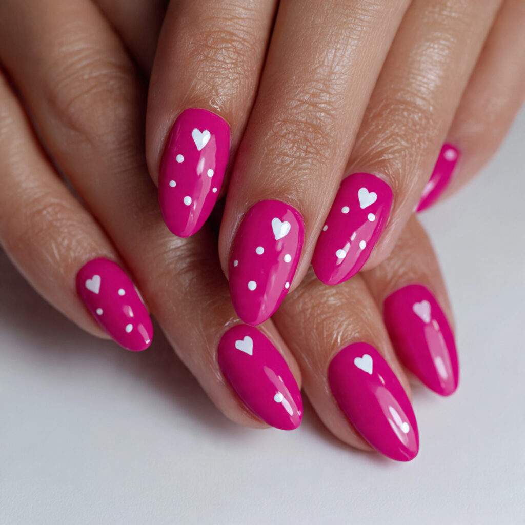 close up photo of almond shaped nails painted in 1